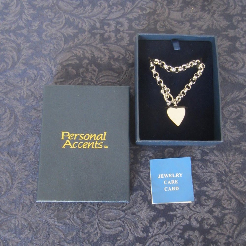 NIB Bracelet Heart Shape by Personal Accents Costume Jewelry Silver color